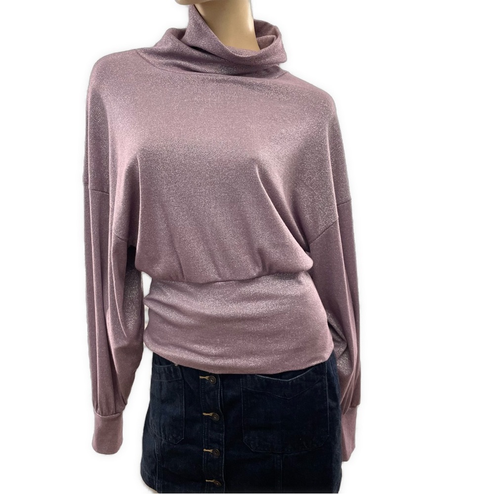 Free People- Shimmering Lavender Purple Turtleneck Sweater- S